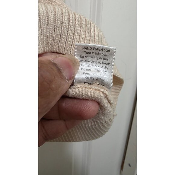 Pendleton Womens Merino Wool Beige Short Sleeve Sweater Size M - Picture 7 of 7